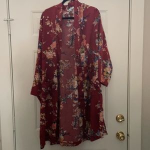 Plus size floral Kimono